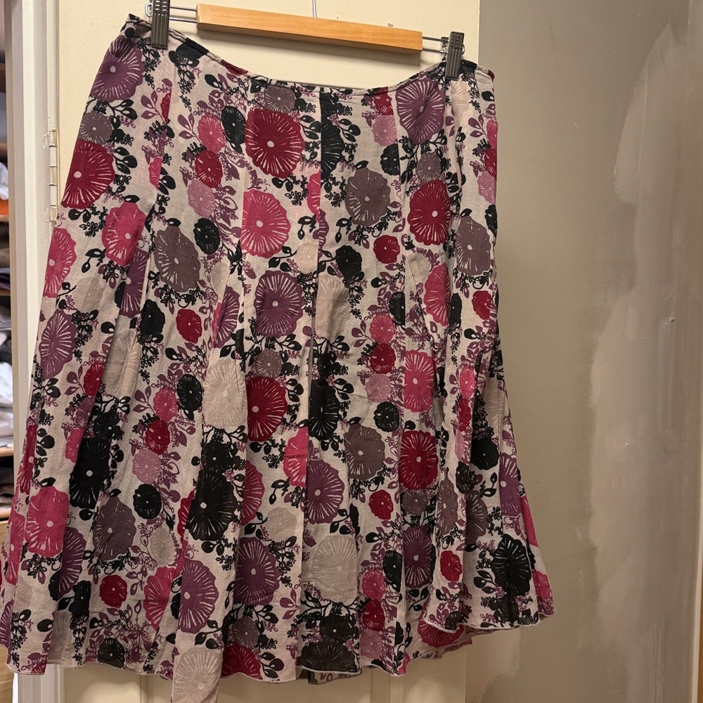 Cotton silk patterned colorful pleated  skirt size‎ 10 - Picture 2 of 8